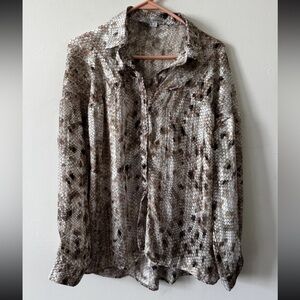 Chic Snake Print Button-Up Blouse